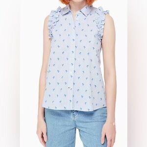 Kate Spade Palm Tree Sleeveless Top Button Down Size XXS